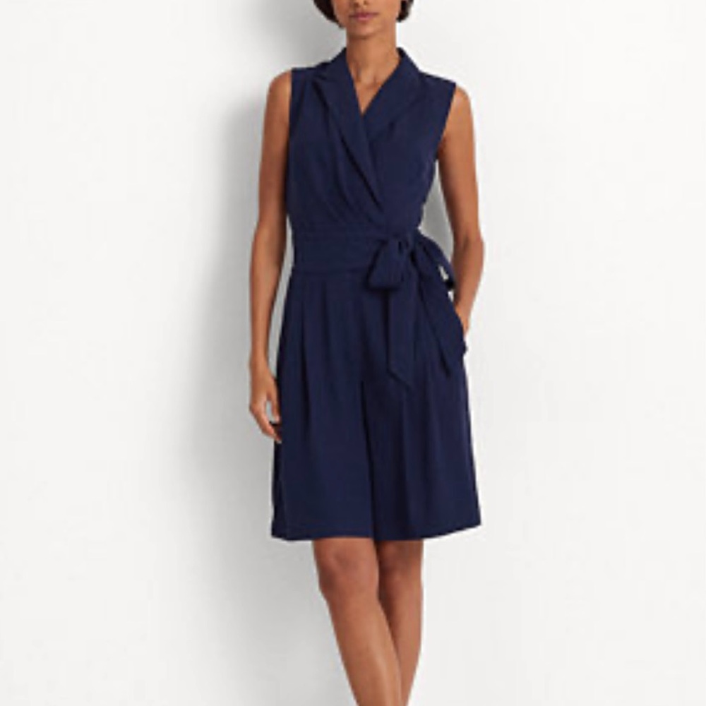 Lauren Ralph Lauren Belted Georgette‎ Sleeveless Romper